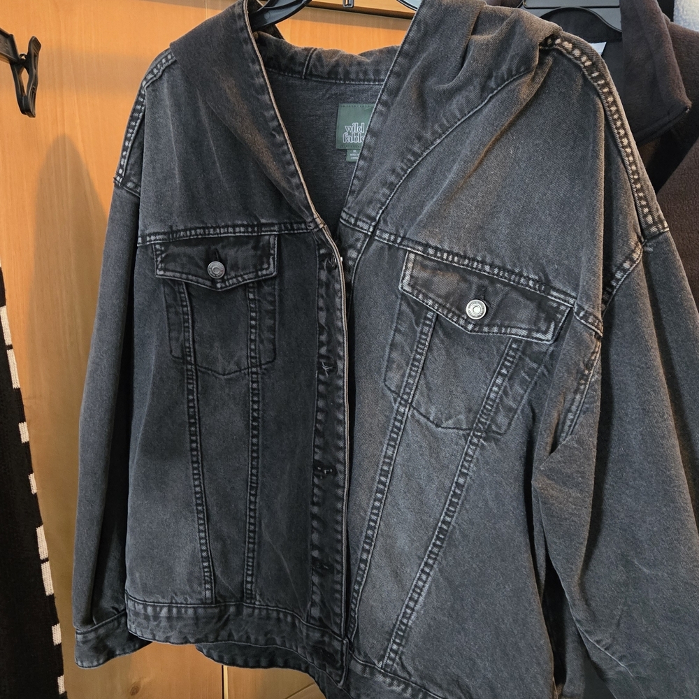Wild Fable Black Jean Jacket With Hood